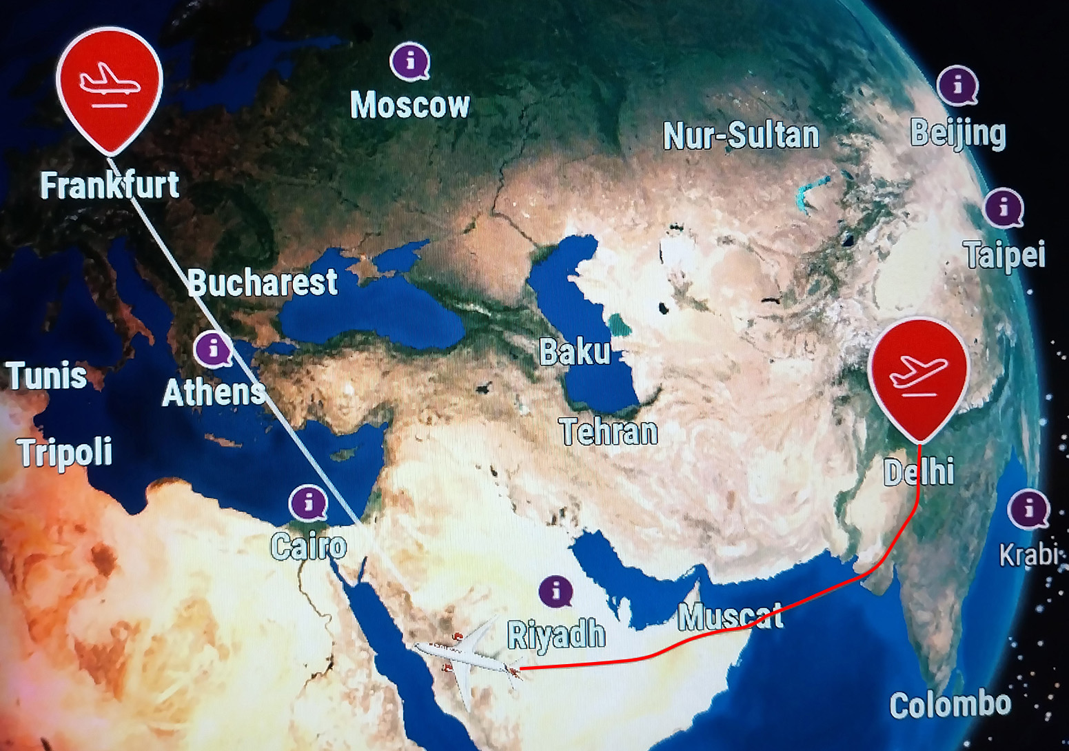 Flugroute, Start in Delhi